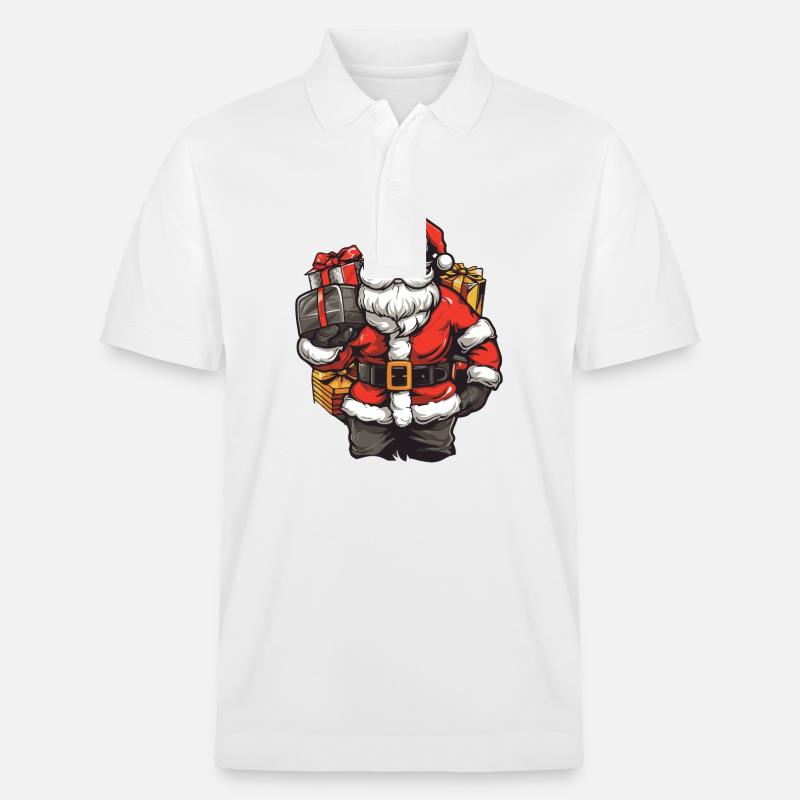 Weihnachtsmann Geschenke Comic - Stanley/Stella Unisex Bio-Poloshirt PREPSTER - Weiß
