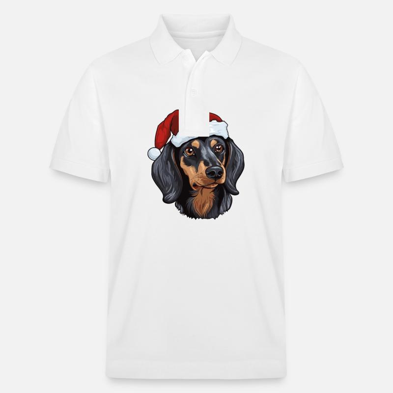 Teckel tête de chien Noël - Polo PREPSTER bio Stanley/Stella Unisexe - blanc