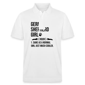 German Shepherd Girl Same As A Normal Girl Just Mu - Stanley/Stella Unisex Organic Polo Shirt PREPSTER - white - Front - Roxy (174cm) & Andy (188cm)