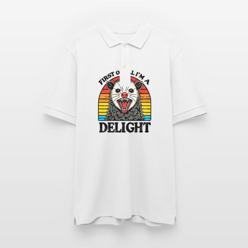 Zunächst einmal bin ich eine Freude, sarkastisches wütendes Opossum Stanley/Stella Unisex Bio-Poloshirt PREPSTER