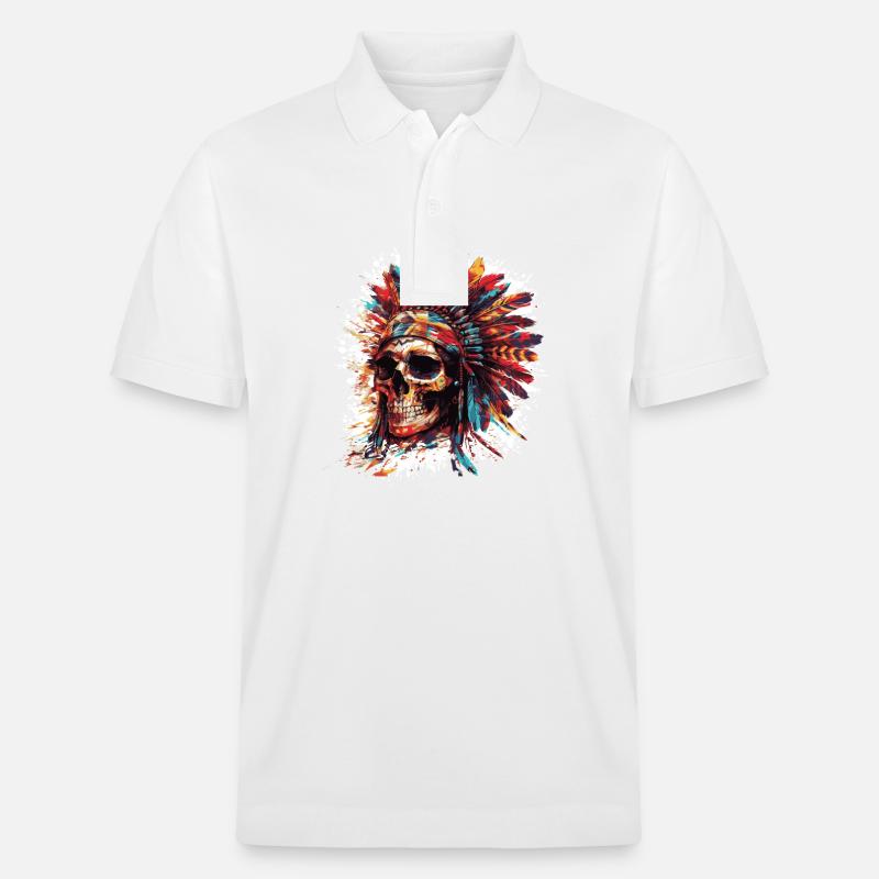 Crâne de chef indien - Polo PREPSTER bio Stanley/Stella Unisexe - blanc