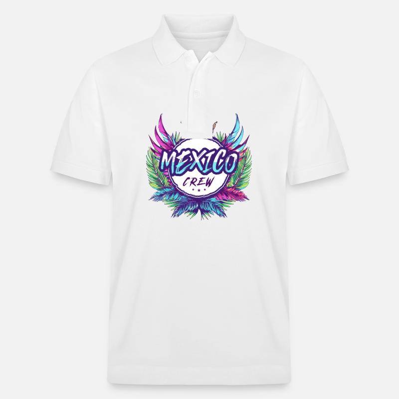 Mexiko Crew Bunt - Stanley/Stella Unisex Bio-Poloshirt PREPSTER - Weiß