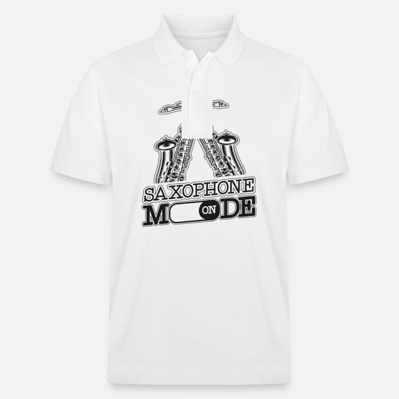 Saxophone Saxophone Mode On - Stanley/Stella Unisex Organic Polo Shirt PREPSTER - white