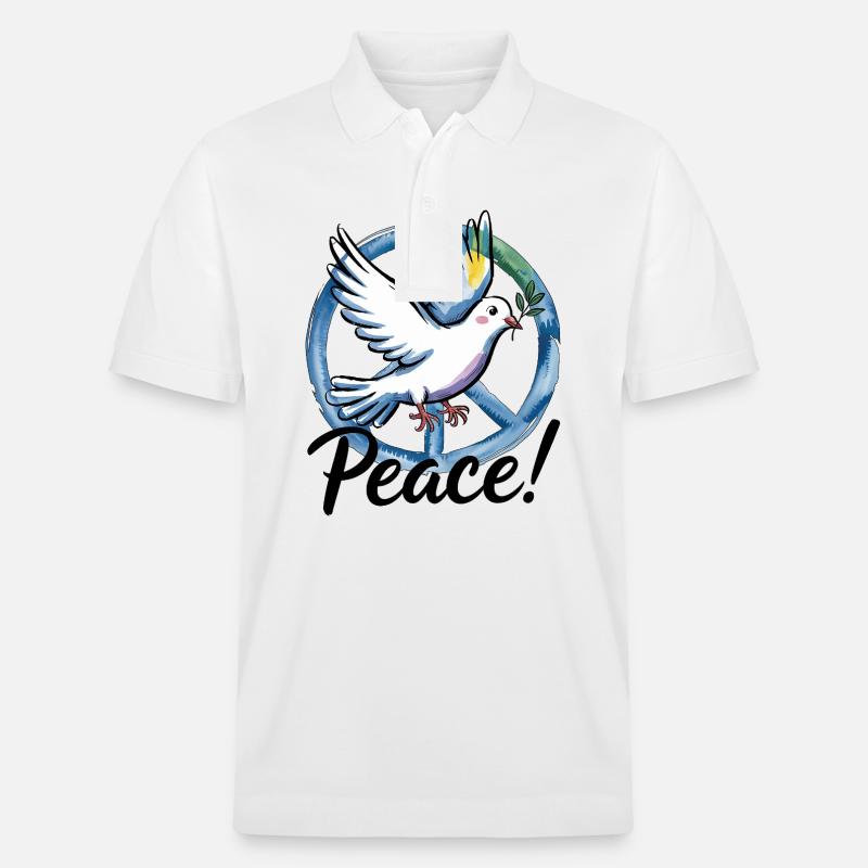 Peacemöwe – Die norddeutsche Friedenstaube - Stanley/Stella Unisex Bio-Poloshirt PREPSTER - Weiß