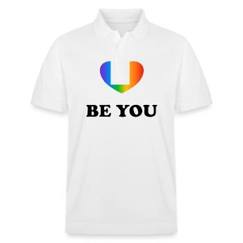 Be You LGBT Rainbow Heart Pride Month - Polo PREPSTER bio Stanley/Stella Unisexe - blanc - Devant - Roxy (174cm) & Andy (188cm)