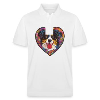 Australian Shepherd Hund Herz Hundeliebe - Stanley/Stella Unisex Bio-Poloshirt PREPSTER - Weiß - Vorne - Roxy (174cm) & Andy (188cm)