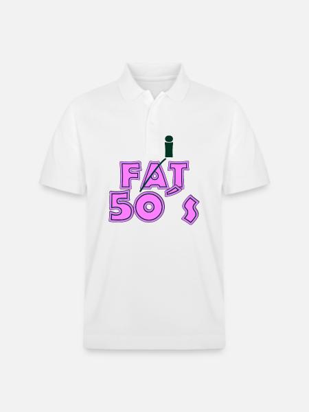 Fat 50s Pink Darkgreen - Stanley/Stella Unisex Organic Polo Shirt PREPSTER - white