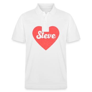 Steve Nom Coeur Rouge Amour Fan Rétro - Polo PREPSTER bio Stanley/Stella Unisexe - blanc - Devant - Roxy (174cm) & Andy (188cm)