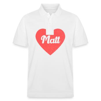 Nom Matt Coeur Rouge Amour Fan Rétro - Polo PREPSTER bio Stanley/Stella Unisexe - blanc - Devant - Roxy (174cm) & Andy (188cm)