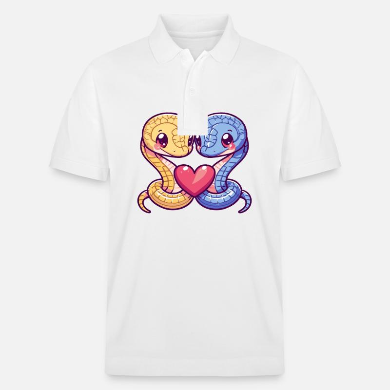 Schlange Kobra Comic Paar Liebe - Stanley/Stella Unisex Bio-Poloshirt PREPSTER - Weiß
