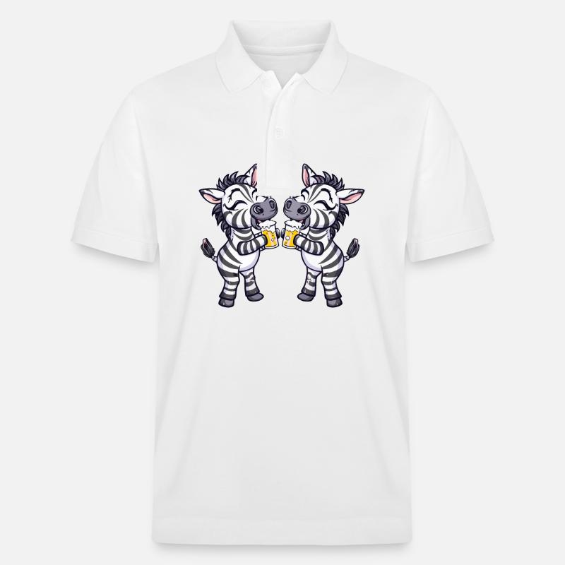 Zebra Comic Bier Lustig Saufen - Stanley/Stella Unisex Bio-Poloshirt PREPSTER - Weiß