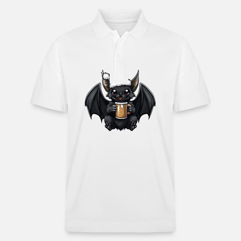 Fledermaus Weihnachten Bier - Stanley/Stella Unisex Bio-Poloshirt PREPSTER - Weiß