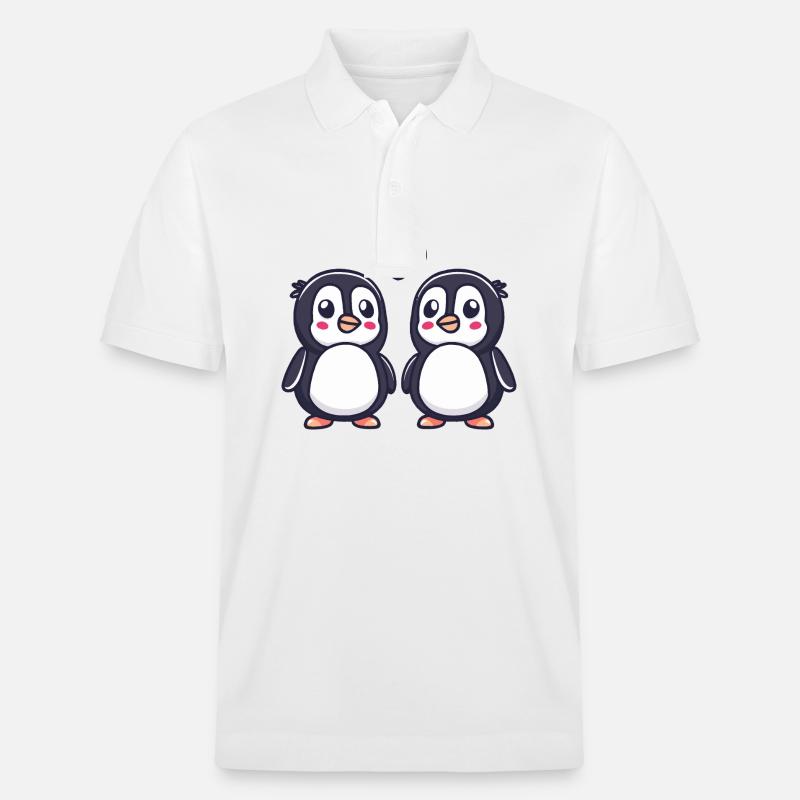 Pinguin Comic Paar Liebe - Stanley/Stella Unisex Bio-Poloshirt PREPSTER - Weiß