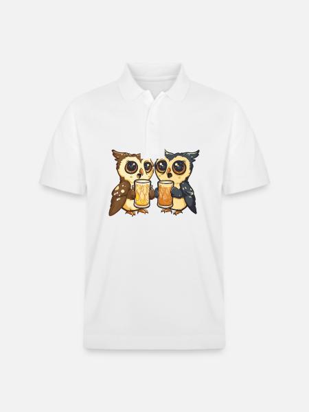 Owl Beer Funny Booze - Stanley/Stella Unisex Organic Polo Shirt PREPSTER - white