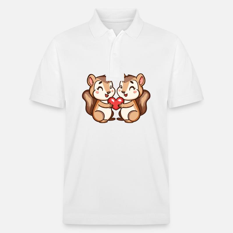 Écureuil Bande Dessinée Couple Amour - Polo PREPSTER bio Stanley/Stella Unisexe - blanc
