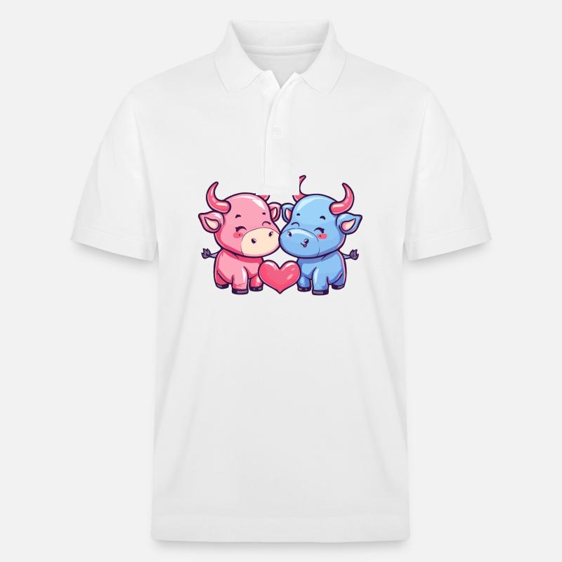 Stier Comic Paar Liebe - Stanley/Stella Unisex Bio-Poloshirt PREPSTER - Weiß