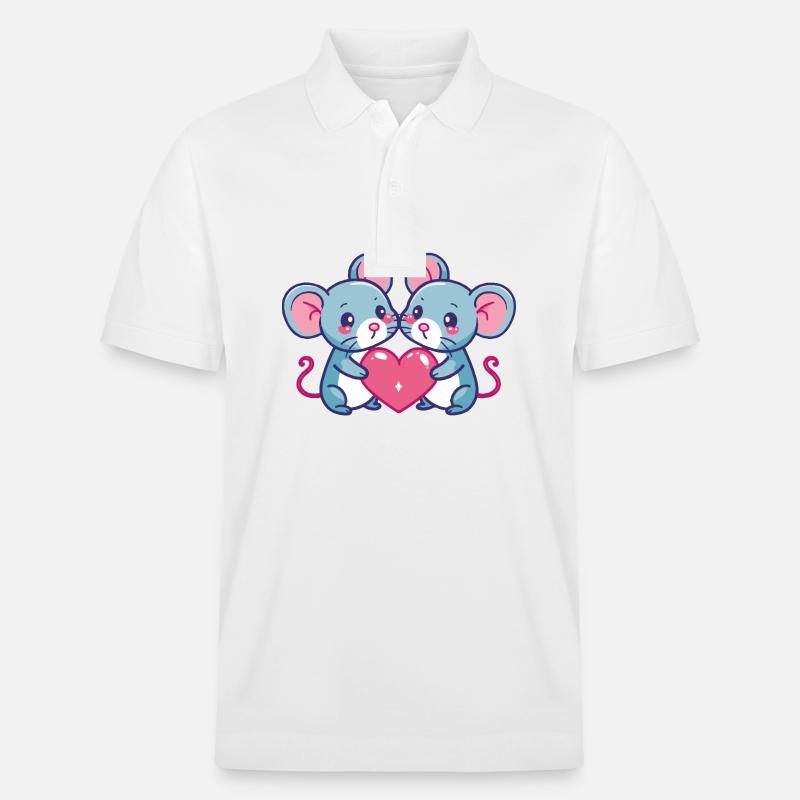 Maus Comic Paar Liebe - Stanley/Stella Unisex Bio-Poloshirt PREPSTER - Weiß
