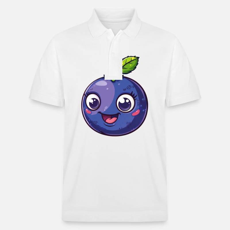 Süße Blaubeere Comic - Stanley/Stella Unisex Bio-Poloshirt PREPSTER - Weiß