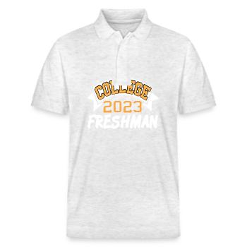 College Freshman Class of 2023 Campus Life - Stanley/Stella Unisex Organic Polo Shirt PREPSTER - heather white - Front - Roxy (174cm) & Andy (188cm)