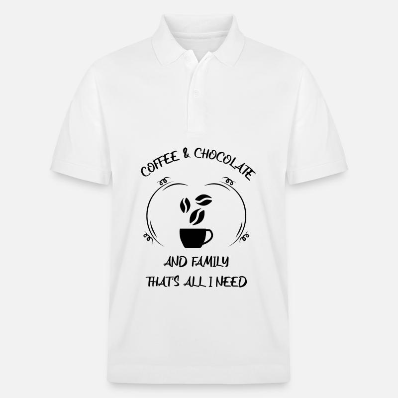 Kaffee Espresso Käffchen & Schokolade - Stanley/Stella Unisex Bio-Poloshirt PREPSTER - Weiß
