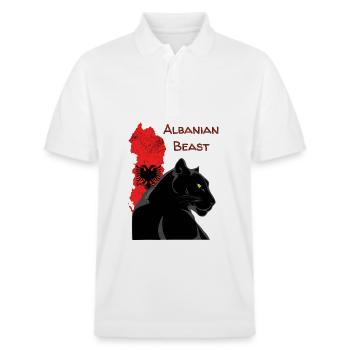 Albaniens Beast: Schwarzer Panther - Stanley/Stella Unisex Organic Polo Shirt PREPSTER - white - Front - Roxy (174cm) & Andy (188cm)