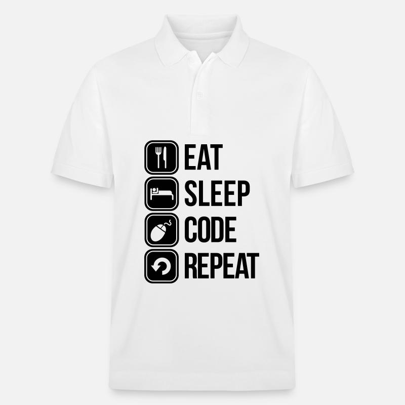 eat sleep code - Stanley/Stella Unisex Bio-Poloshirt PREPSTER - Weiß
