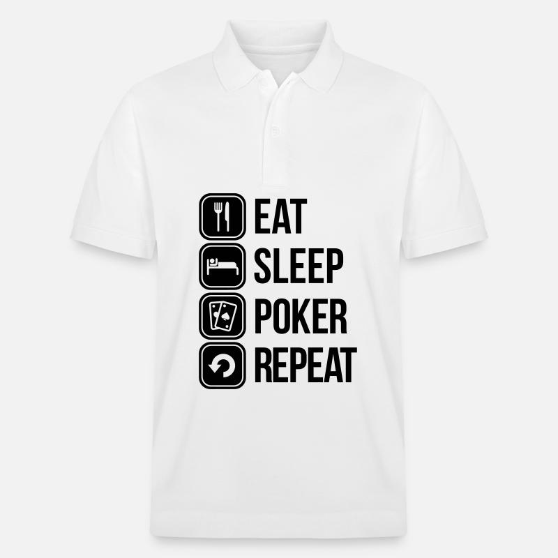 eat sleep poker repeat - Stanley/Stella Unisex Bio-Poloshirt PREPSTER - Weiß