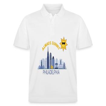 Philly Skyline Always Sunny - Stanley/Stella Unisex Organic Polo Shirt PREPSTER - white - Front - Roxy (174cm) & Andy (188cm)