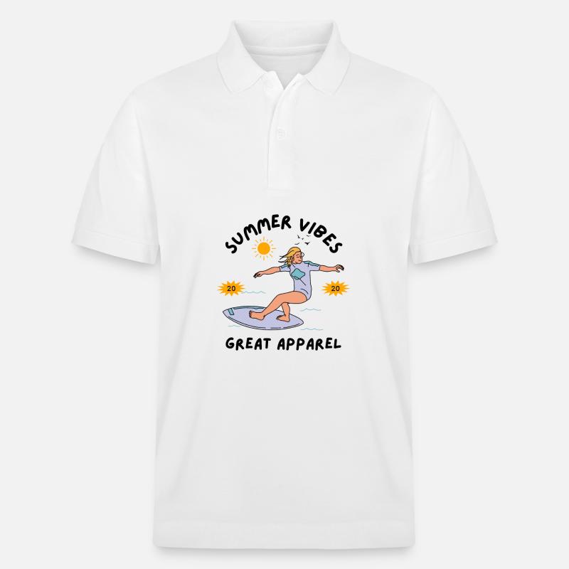 Surfeur d’été sur une planche de surf - Polo PREPSTER bio Stanley/Stella Unisexe - blanc