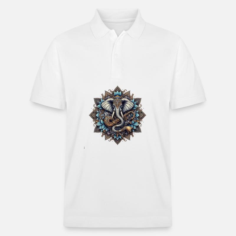 Mandala d’éléphants dans le style steampunk - Polo PREPSTER bio Stanley/Stella Unisexe - blanc
