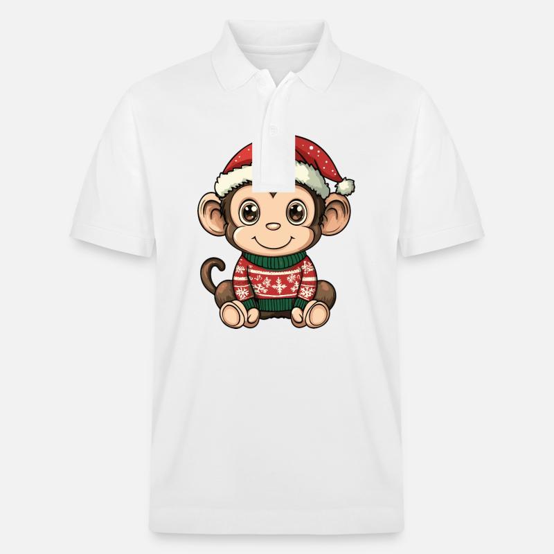 Affe Weihnachten - Stanley/Stella Unisex Bio-Poloshirt PREPSTER - Weiß