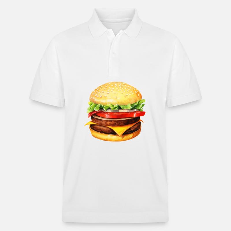 Aquarelle, hamburgers, restauration rapide - Polo PREPSTER bio Stanley/Stella Unisexe - blanc