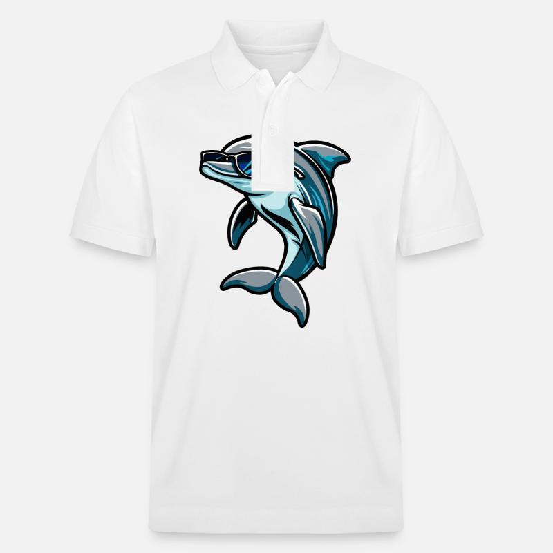 Dolphin Comic Cool - Stanley/Stella Unisex Organic Polo Shirt PREPSTER - white