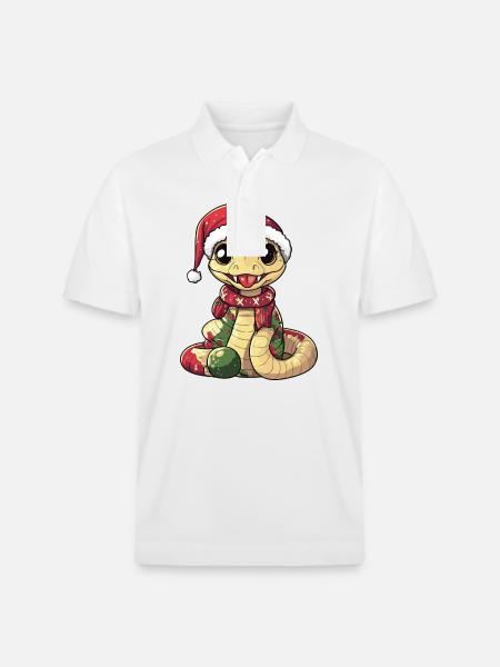 Snake Cobra Christmas - Stanley/Stella Unisex Organic Polo Shirt PREPSTER - white