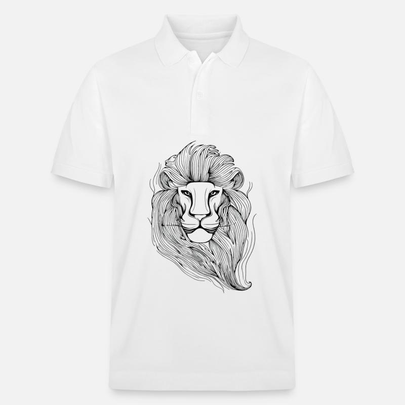 Starline-Löwe in Schwarz - Stanley/Stella Unisex Bio-Poloshirt PREPSTER - Weiß