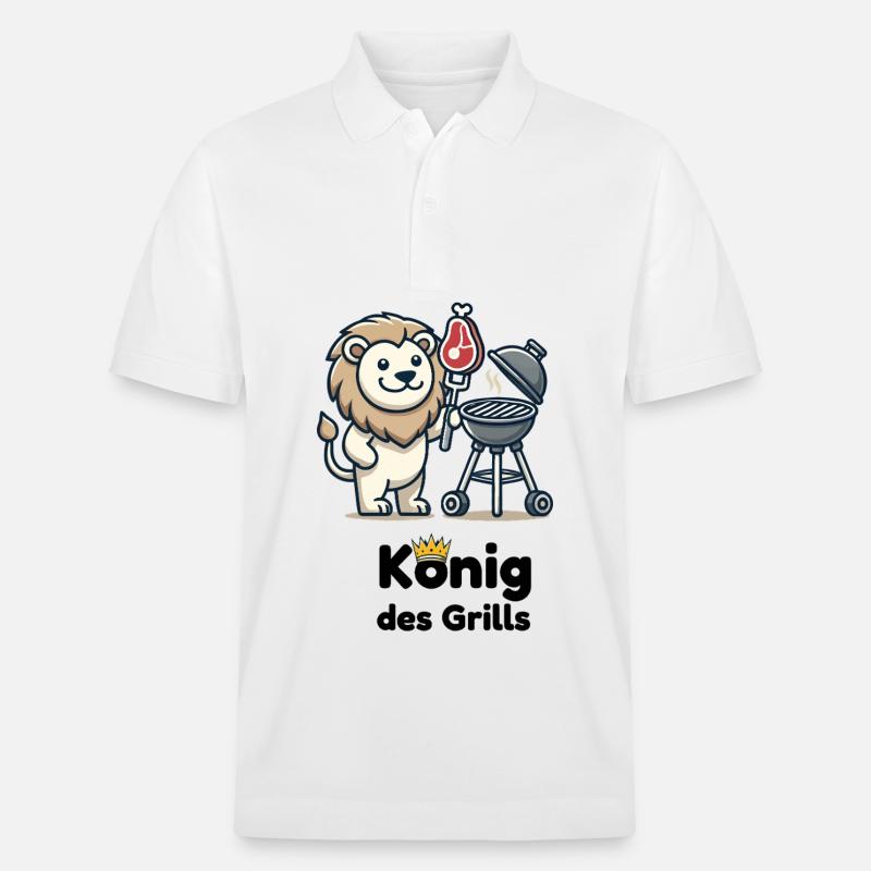 Löwe am Grill mit Krone - Stanley/Stella Unisex Bio-Poloshirt PREPSTER - Weiß