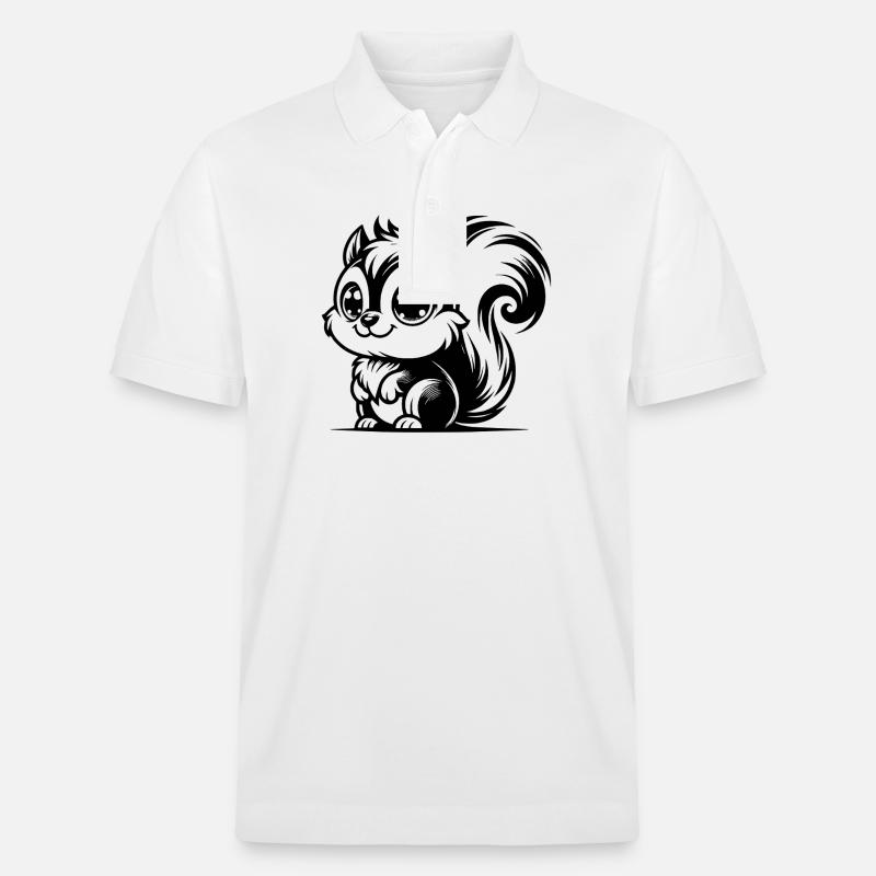 Schnuffiges Kinder Eichhörnchen Zeichnung - Stanley/Stella Unisex Bio-Poloshirt PREPSTER - Weiß