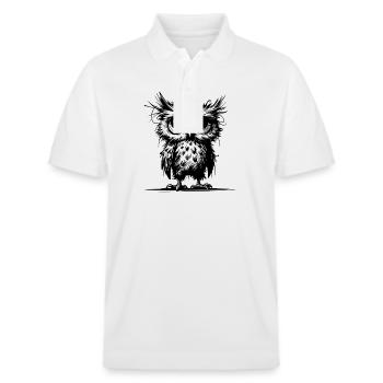 Eule ich sehe nicht müde aus – ich BIN es - Stanley/Stella Unisex Bio-Poloshirt PREPSTER - Weiß - Vorne - Roxy (174cm) & Andy (188cm)