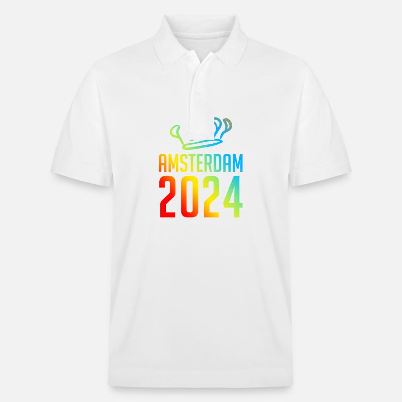 Amsterdam 2024 Bunt - Stanley/Stella Unisex Bio-Poloshirt PREPSTER - Weiß