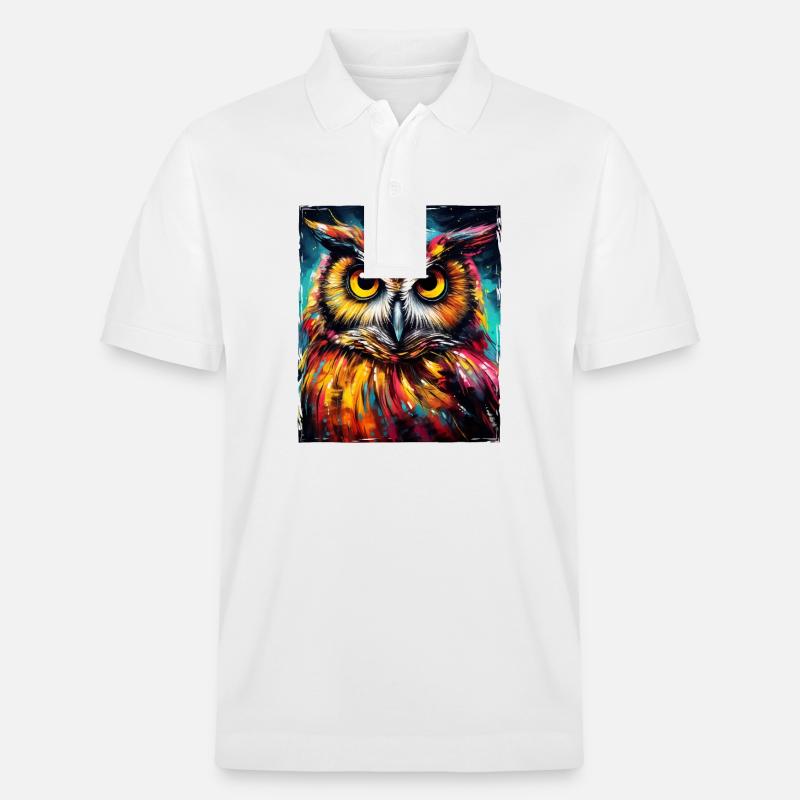 Eule Portrait - Stanley/Stella Unisex Bio-Poloshirt PREPSTER - Weiß