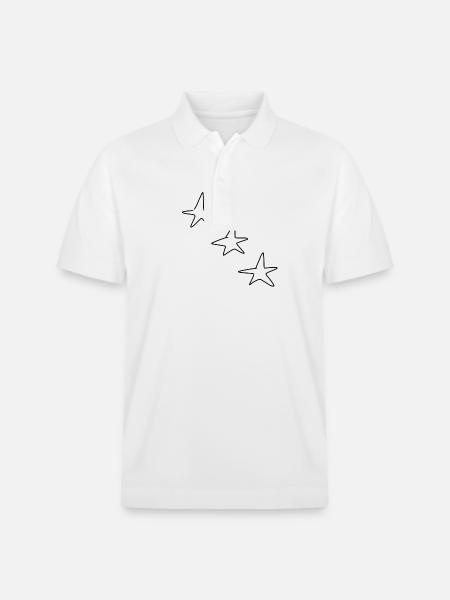 tre stjerner stjerne figurer symbol - Stanley/Stella PREPSTER økologisk unisex-poloskjorte - hvit