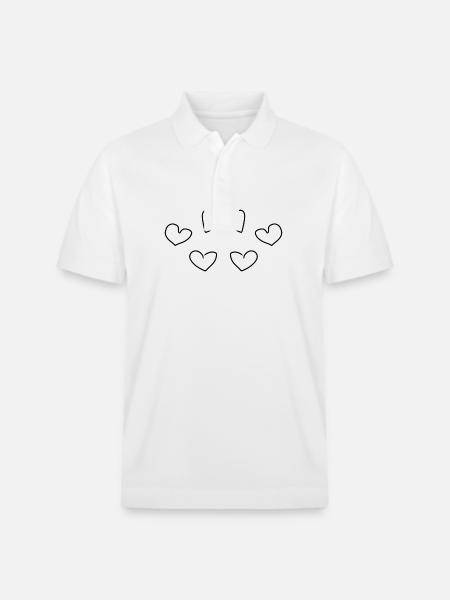 Hearts Heart Pattern - Stanley/Stella Unisex Organic Polo Shirt PREPSTER - white