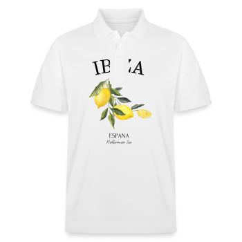 Ibiza - Espagne - Mer Méditerranée - Souvenir - Polo PREPSTER bio Stanley/Stella Unisexe - blanc - Devant - Roxy (174cm) & Andy (188cm)