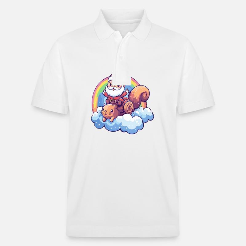 Eichhörnchen Weihnachtsmann Regenbogen - Stanley/Stella Unisex Bio-Poloshirt PREPSTER - Weiß
