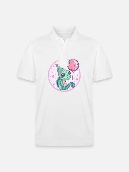 Chameleon Birthday Baby - Stanley/Stella Unisex Organic Polo Shirt PREPSTER - white