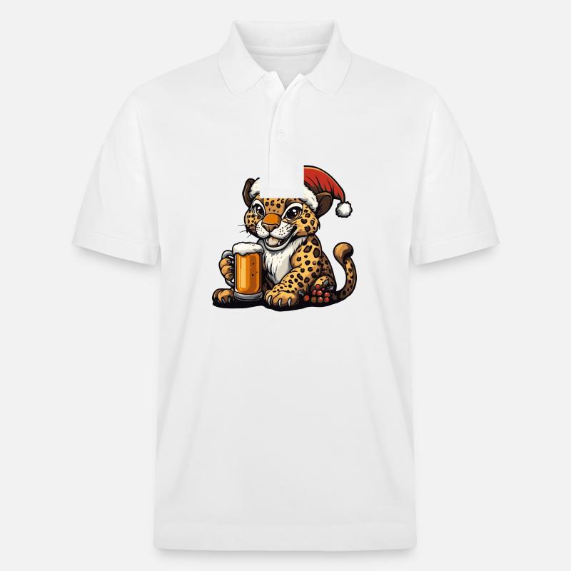 Bière Leopard Noël Noël - Polo PREPSTER bio Stanley/Stella Unisexe - blanc