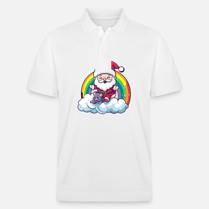 Souris Père Noël Arc-en-ciel - Polo PREPSTER bio Stanley/Stella Unisexe - blanc