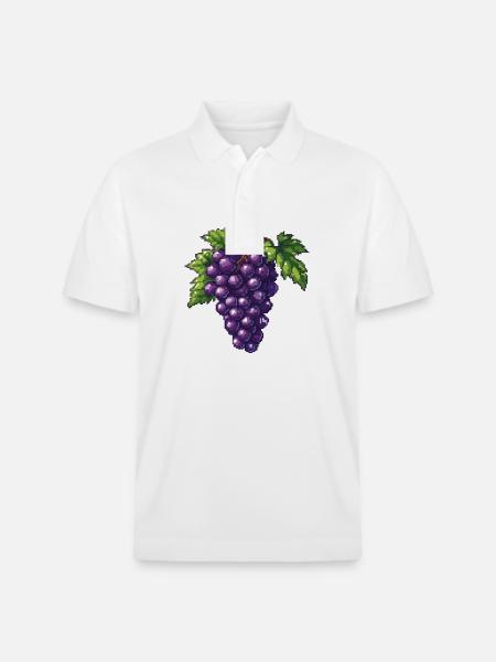 Grapes Pixel Icon - Stanley/Stella Unisex Organic Polo Shirt PREPSTER - white