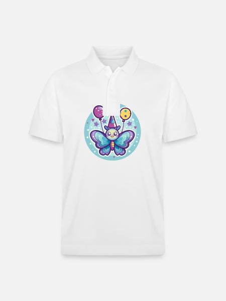 Butterfly Birthday Baby - Stanley/Stella Unisex Organic Polo Shirt PREPSTER - white
