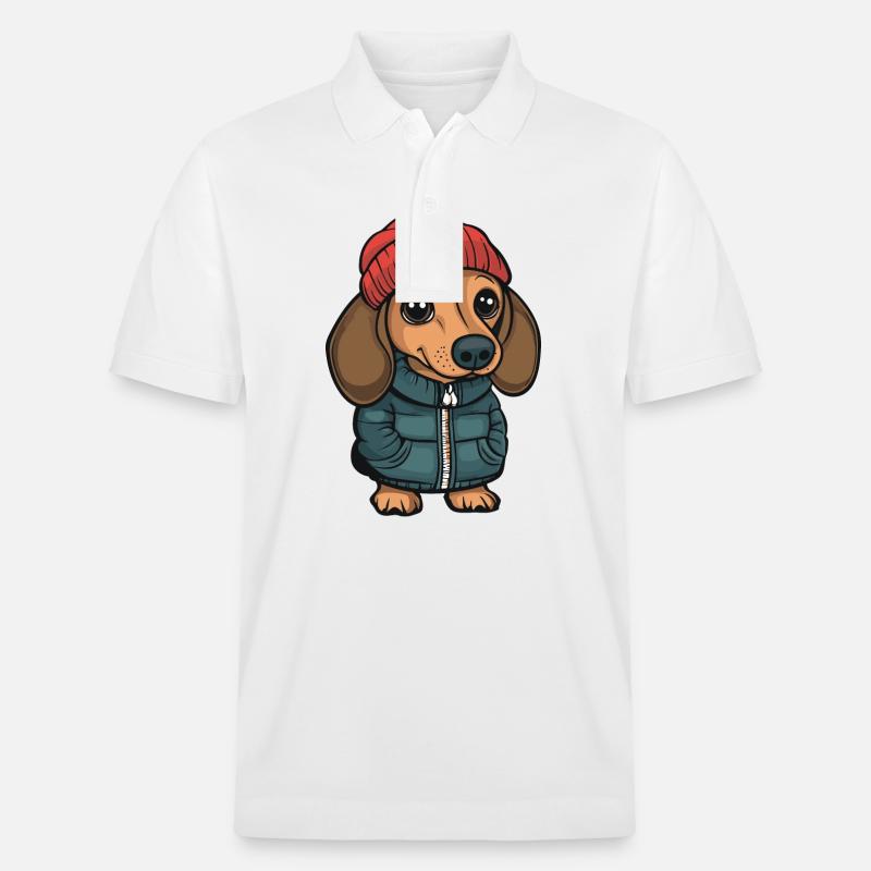 Dackel teckel dessin animé - Polo PREPSTER bio Stanley/Stella Unisexe - blanc
